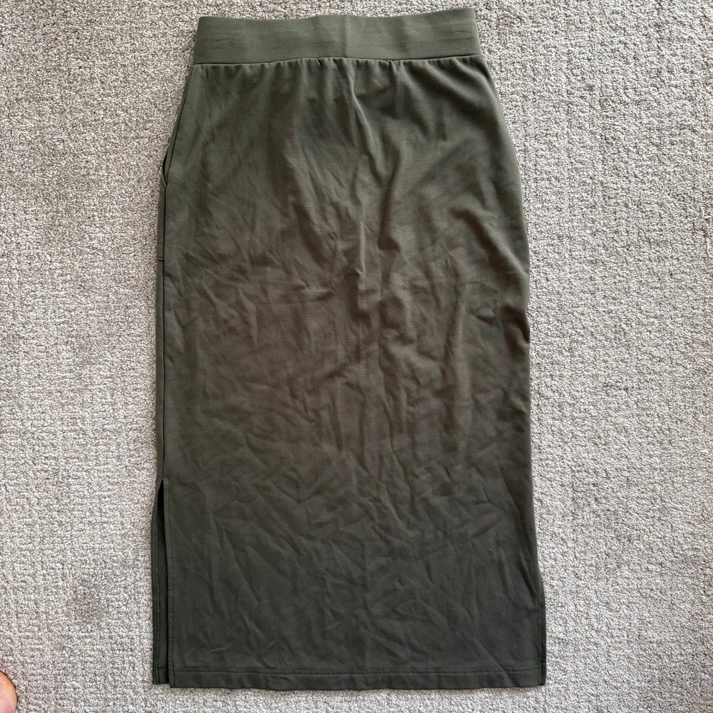 Cozy Earth Brushed Bamboo‎ XS Olive Green Midi Skirt Drawstring Comfy Athleisure - Picture 9 of 9